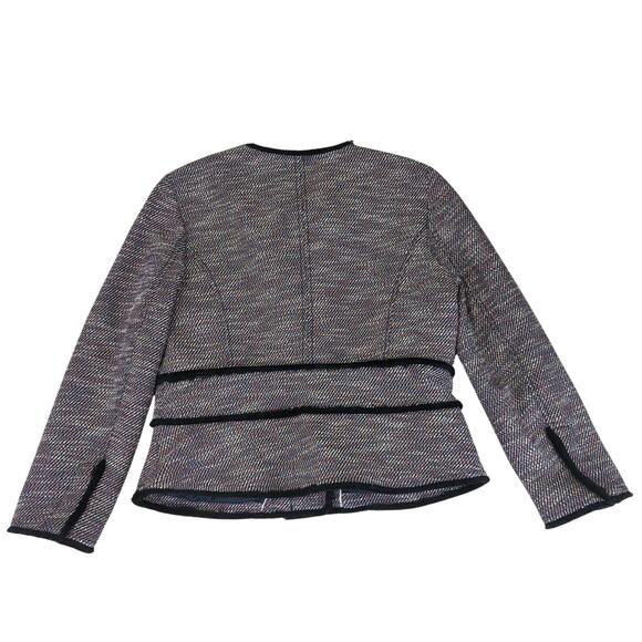 Banana Republic Blazer jacket Tweed Snap‎ Front Women's Size 12 Black with Red - Picture 2 of 8